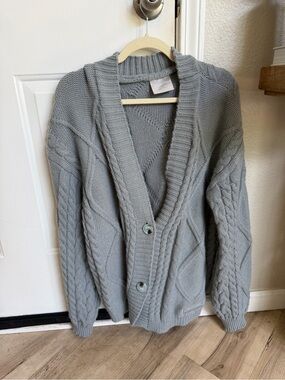 Taylor Swift Tortured Poets Department Gray Cable Knit Cardigan XL/2XL TTPD